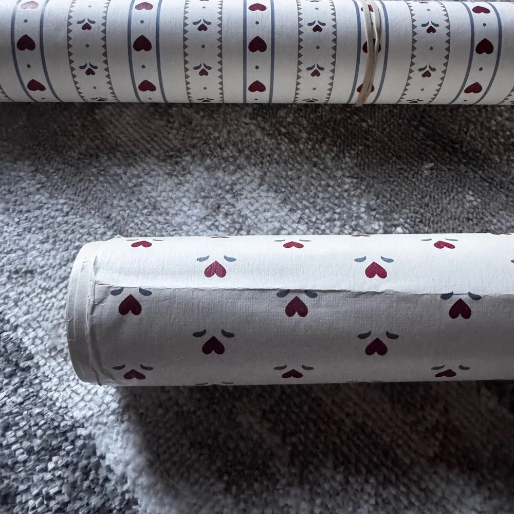 Heart and Striped Wrapping Paper Rolls cottagecore